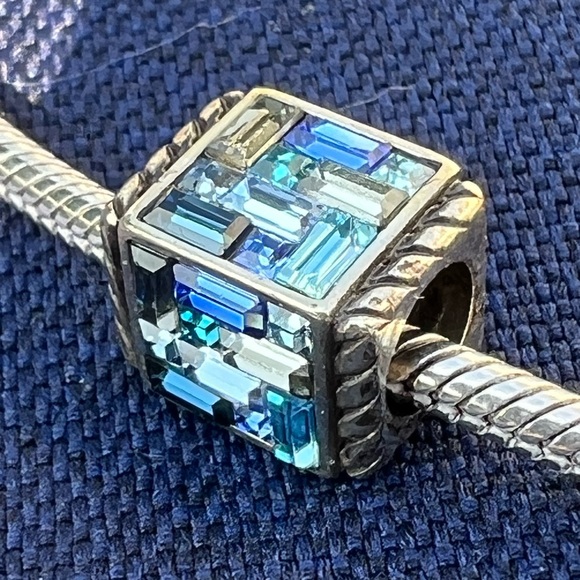 Jewelry - Brighton Silver Charm with Long Blue Colored Gem Stones In A Mosaic Style